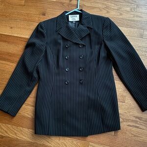 Kasper ASL Black and Grey Pinstripe Two Piece Pant Suit